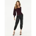thumbnail image 2 of Sofia Jeans Women's High Rise Faux Leather Jogger Pants, 2 of 6