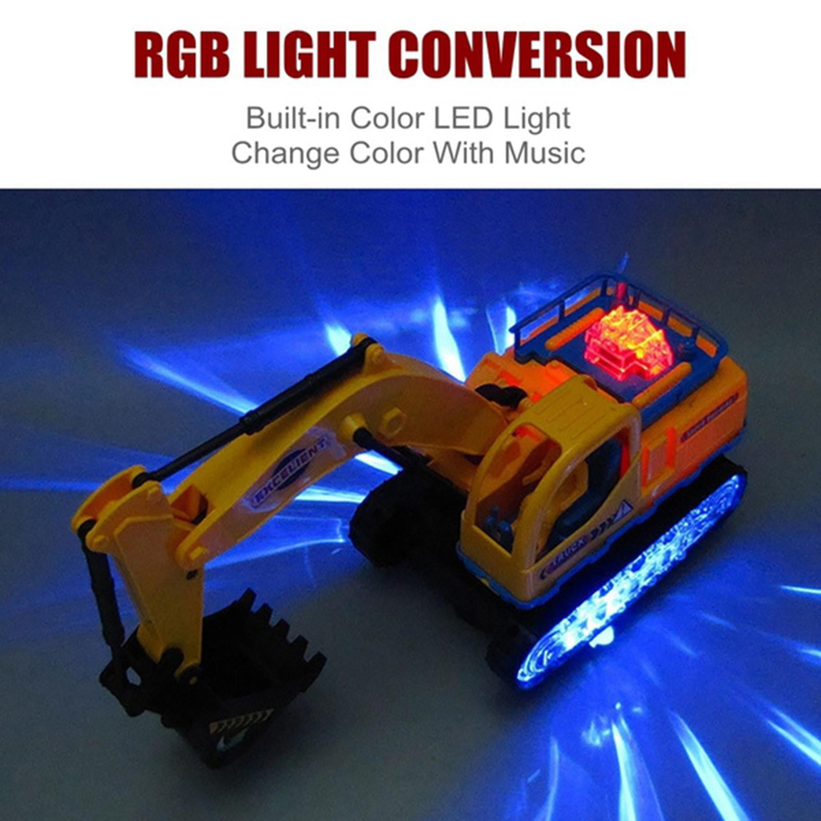 Details about   Kids Musical LED Electric Excavator Truck Engineering Flash Car Toy for Boys 