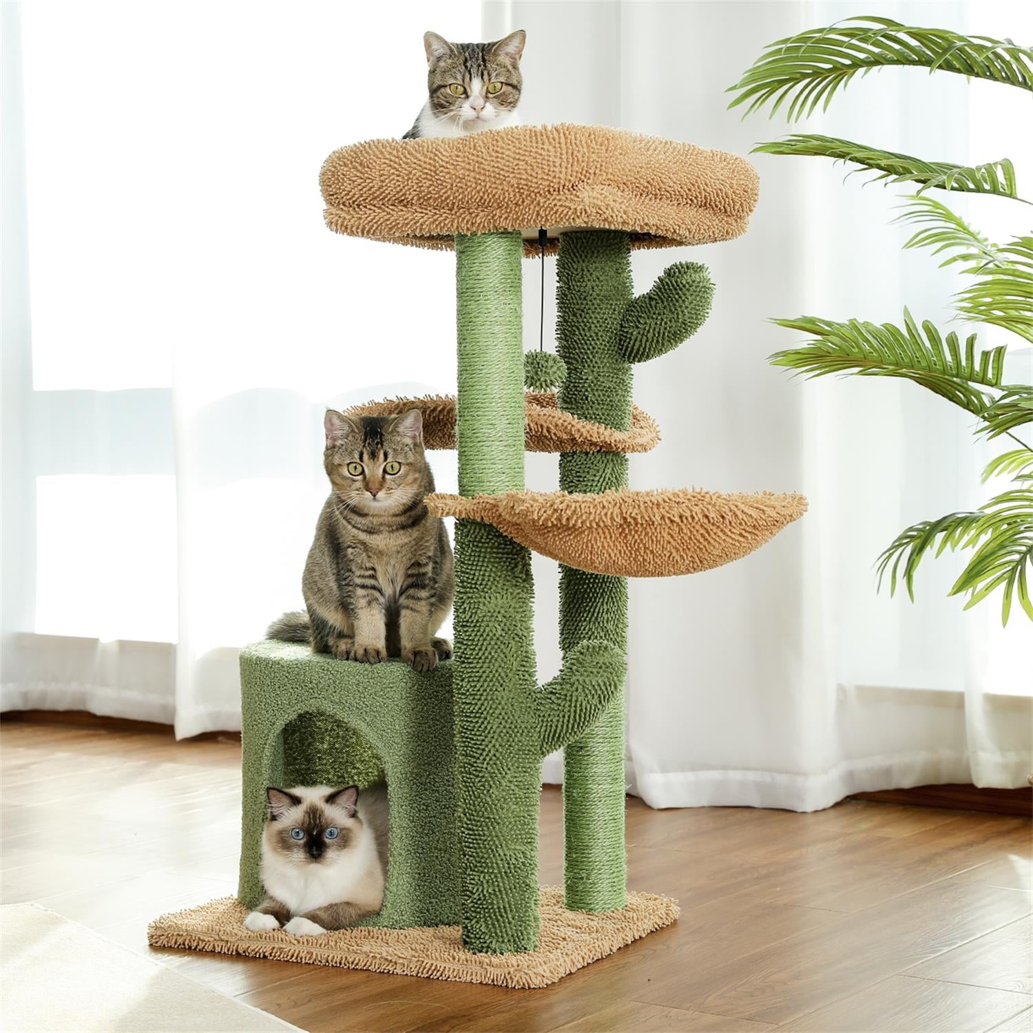 Pefilos 95"-108" Adjustable Height Cactus Cat Tree for Indoor Cats, Modern Floor to Ceiling Cat Tower, 5 Level Cat Climbing Tree, Green Pefilos 95"-108" Adjustable Height Cactus Cat Tree for Indoor Cats, Modern Floor to Ceiling Cat Tower, 5 Level Cat Climbing Tree, Green