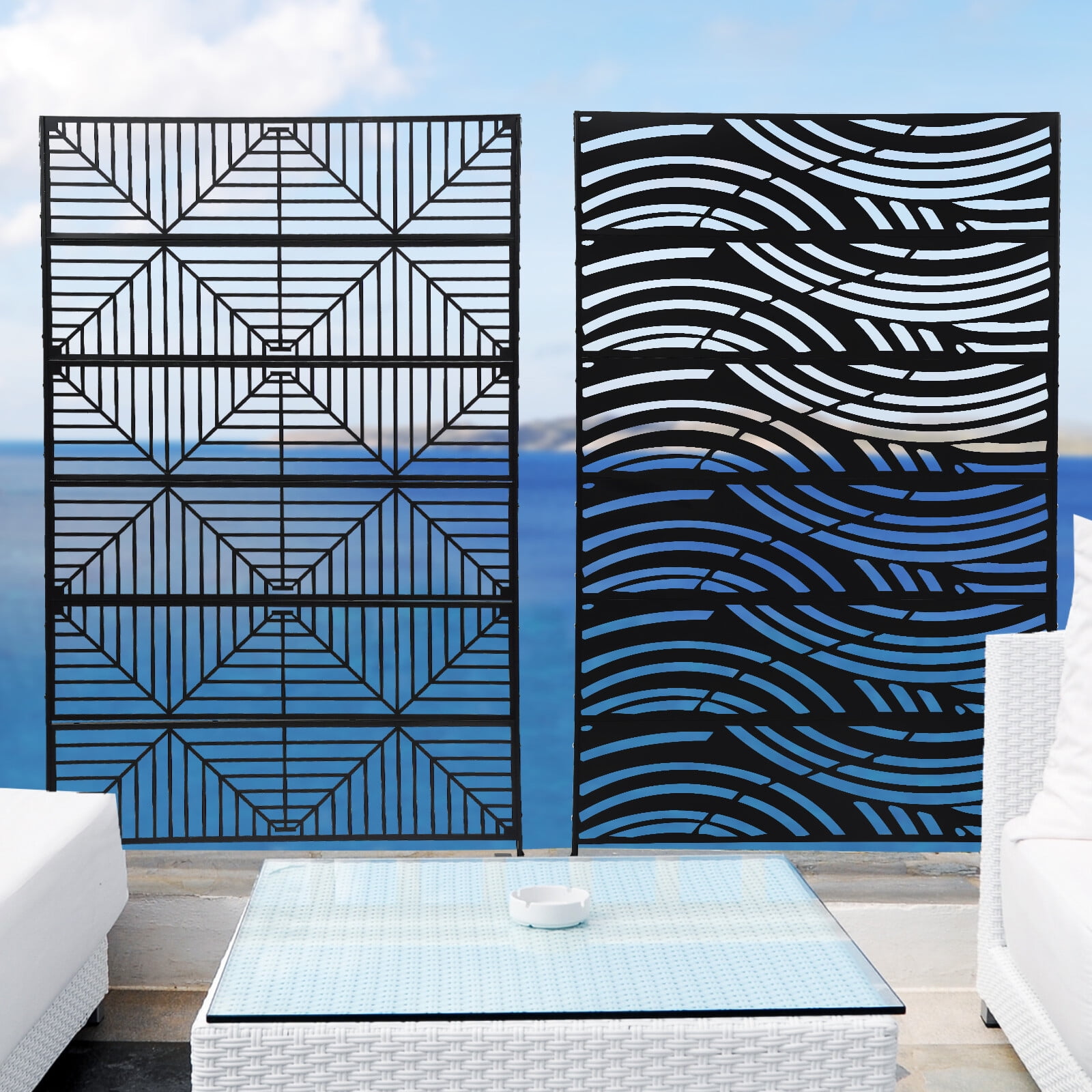 Garden Yard Decorative Fencing Screen Wall Ornamental Metal Garden Gates Panels 113.3*50*181cm for Balconies, Courtyards, Gardens