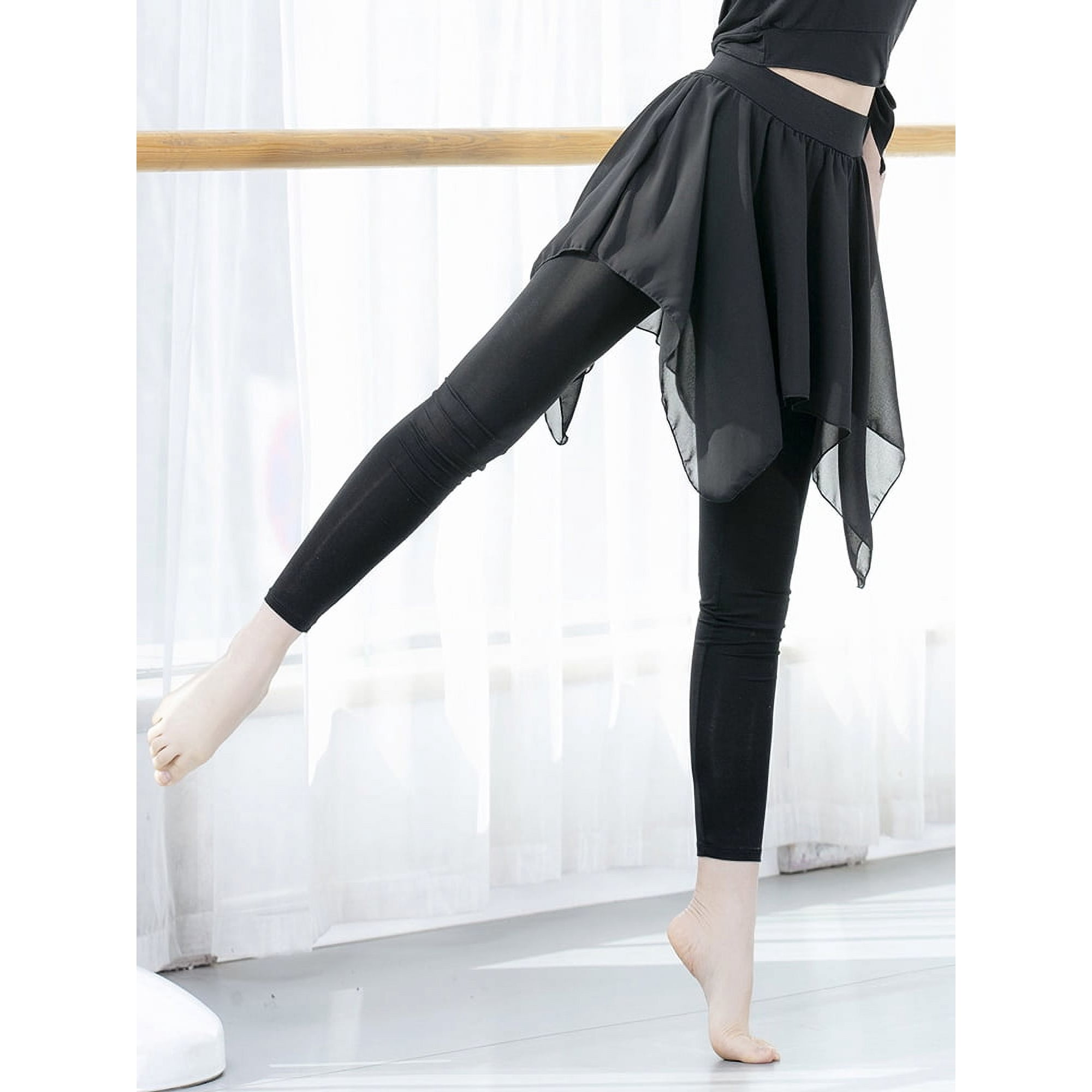 Femmes 2 en 1 Leggings Doux Modal Jupe en Mousseline Asymetrique Mince Danse Yoga Pilates Ballet Jazz Culture Latine Pants