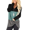 thumbnail image 2 of Yuemengxuan Women Color Block Twist Knot T-shirt Casual Long Sleeve Casual V-neck Tops, 2 of 5