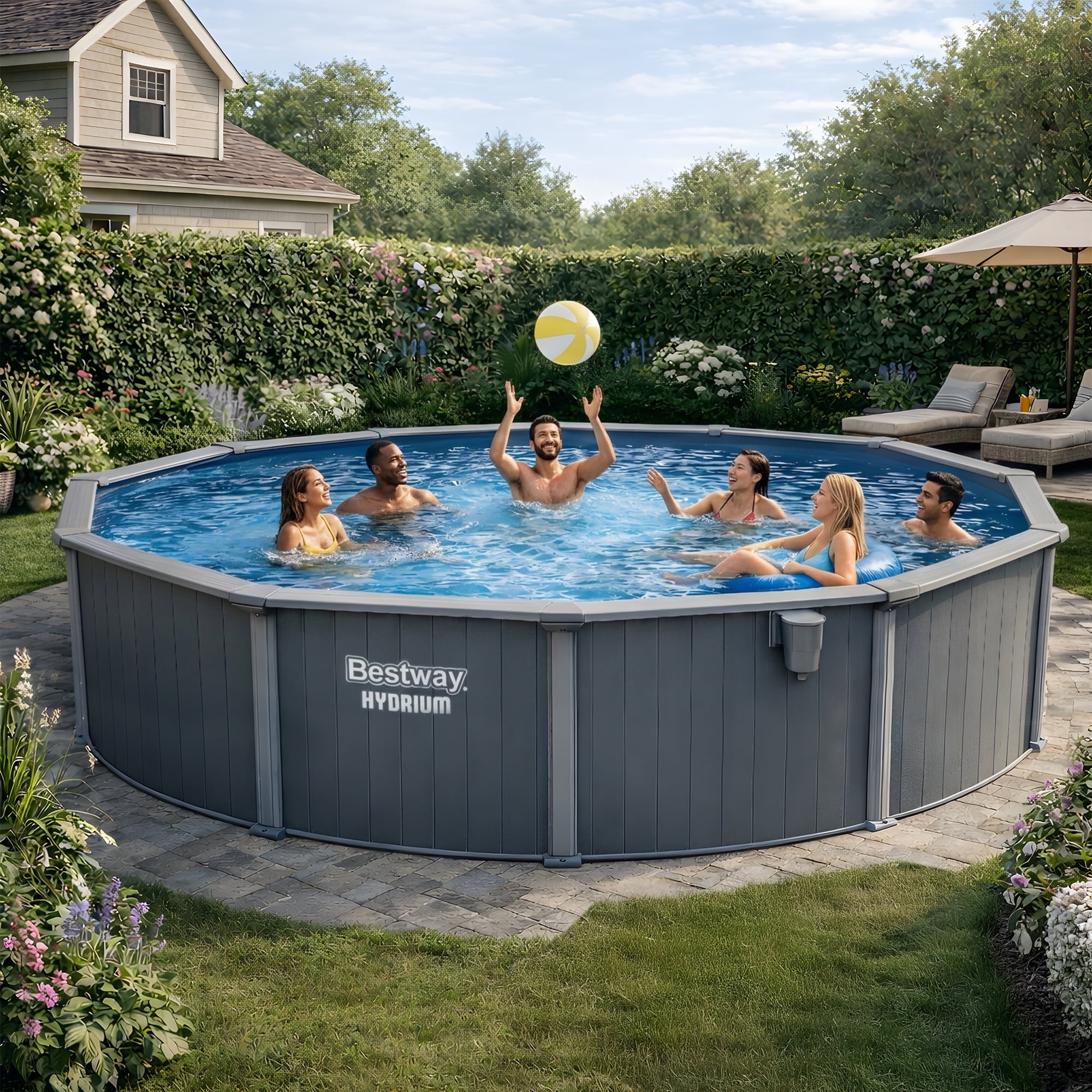 Bestway Hydrium 18' x 52" Steel Side Wall Above Ground Pool w/ Sand Pump & Accessories