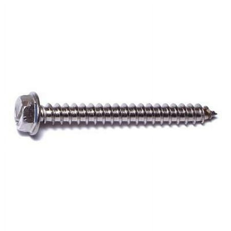 

#8 x 1-1/2 18-8 Stainless Steel Slotted Hex Washer Head Sheet Metal Screws SMSHSS-295