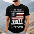 thumbnail image 2 of 250 Years Patriotic Veteran T-Shirt, 1776-2026 America Anniversary Shirt, Land Of The Free Because Of The Brave Tee, USA Flag Military Graphic Shirt, 2 of 6