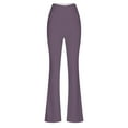thumbnail image 6 of SELONE Plus Size Yoga Pants for Women Bootcut Tall Mid Waist Gym Leggings Full Length Summer Pants Curvy Casual Long Flare Vacation Pants Pull on Solid Lightweight Purple L Breathable Beach Pants, 6 of 6