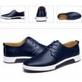 thumbnail image 4 of Santimon Breathable Leather Shoes Men Casual Shoes Non-Slip Sneakers Blue 12.5 US, 4 of 7