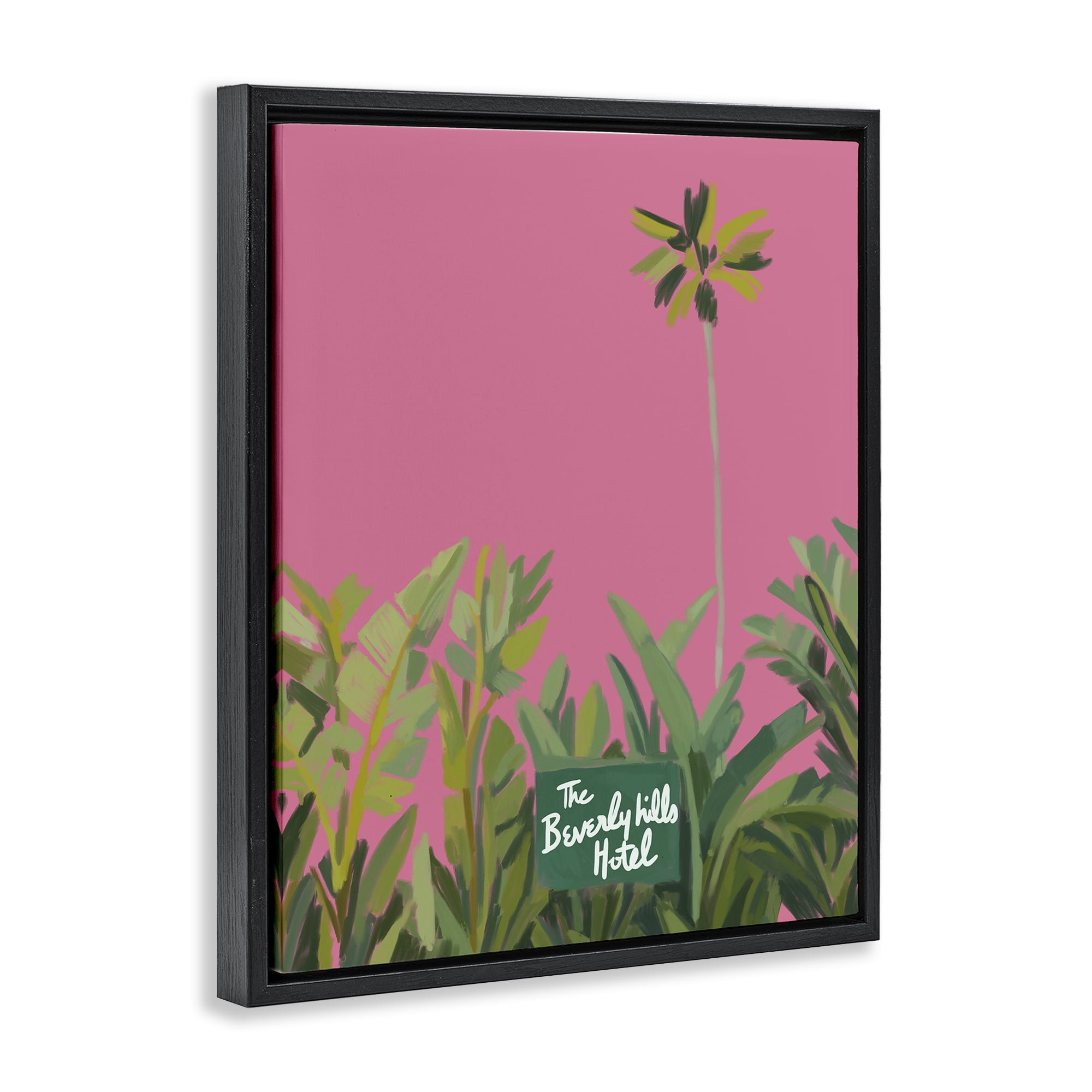Stupell Industries Beverly Hills Pink & Green Black Framed Floater Canvas Wall Art, design by Amelia Noyes