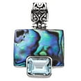 thumbnail image 3 of Blue Topaz New Zealand Paua Abalone Shell 925 Sterling Silver Pendant, 1 7/8", 3 of 4