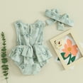 thumbnail image 3 of Bagilaanoe Newborn Baby Girl Summer Rompers Dress Floral Print Sleeveless Bodysuits + Headband 3M 6M 12M 18M 24M Infant Patchwork A-line Dresses, 3 of 8