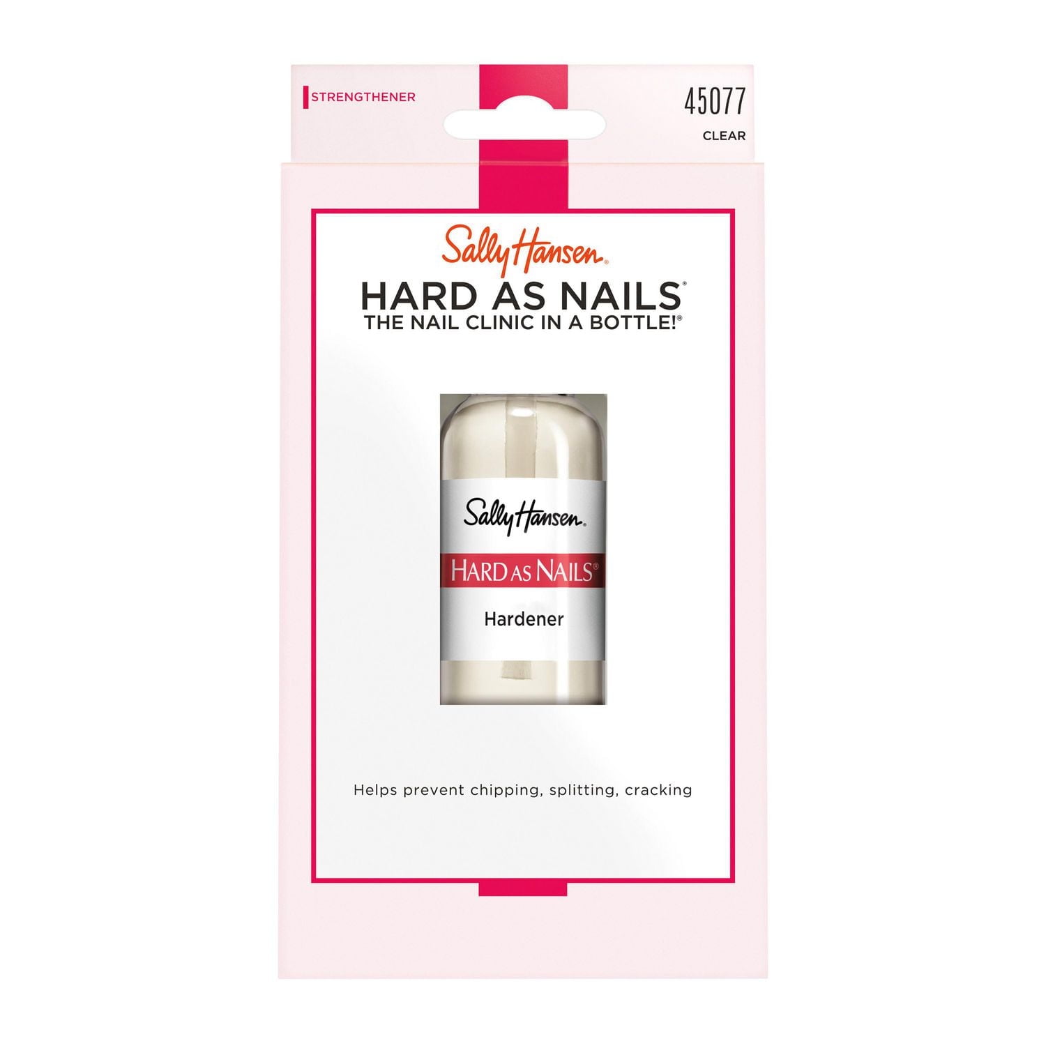 Sally Hansen Hard as Nails® Hardener, long-lasting protection against chipping, splitting and cracking, get longer, stronger nails that shine, Strengthening treatment