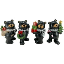 4 Piece Set Holiday Standing Black Bear Christmas Figurine 6 Inch