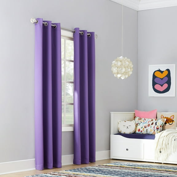 Sun Zero Riley Kids Bedroom Blackout Grommet Curtain Panel, 40"X63", Purple