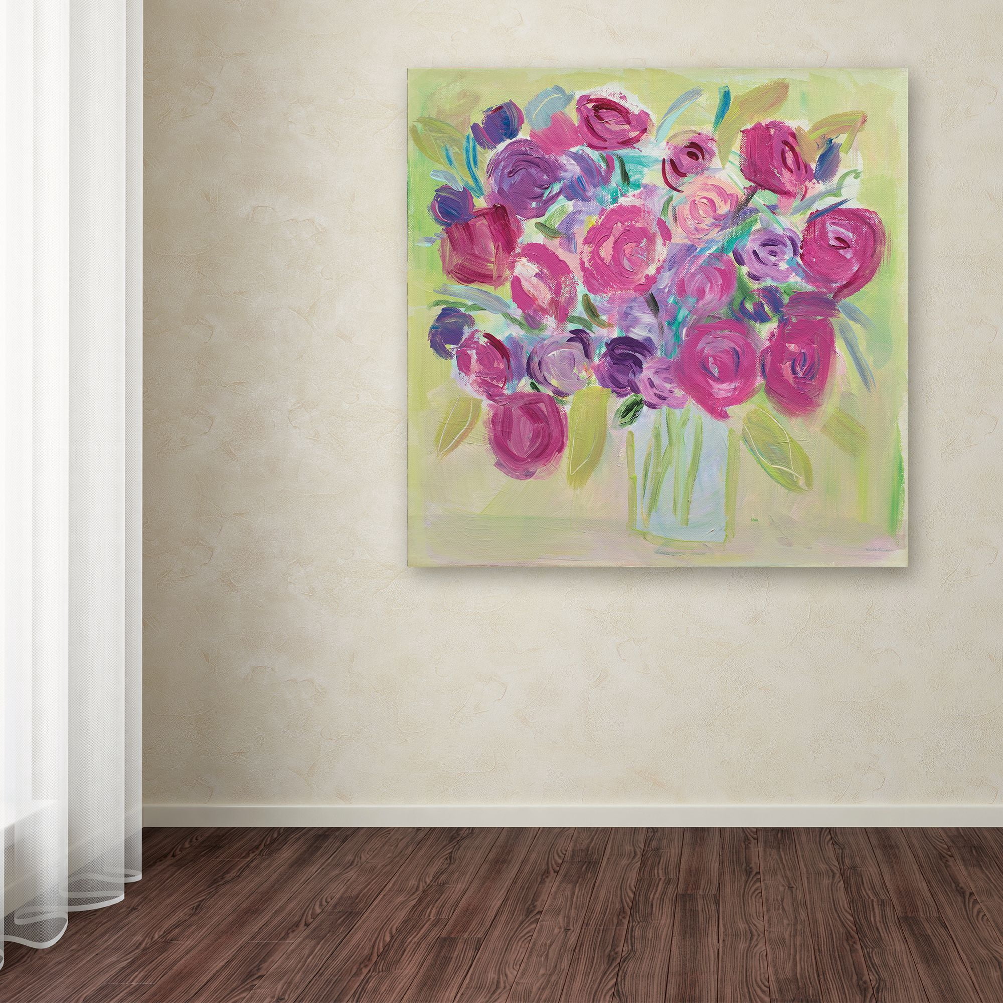 Trademark Fine Art 'Pink Roses Flower' Canvas Art by Farida Zaman