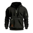 thumbnail image 3 of Quarter Zip Pullover Men 2026 Fall Winter Long Sleeve Lined Hooded Sweatshirt with Pockets Mens Hoodie, 3 of 4