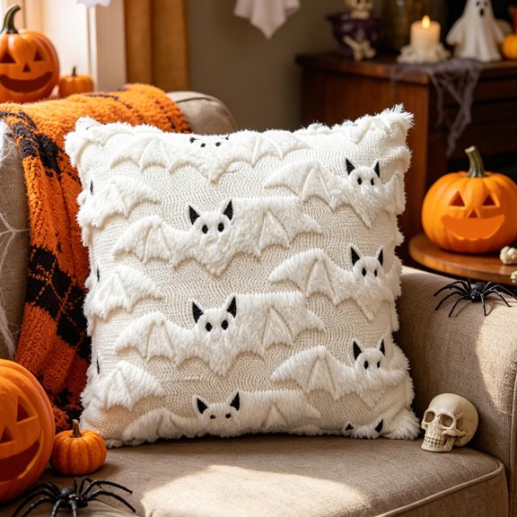 Plush Fall Pillow Covers Halloween Fall Decorations Sofa Couch Pillow Covers Square Summer Pillow Covers 18x18 for Farmhouse Halloween Ghost Pillowcase Decorative Throw Pillow Covers Cushion Cases