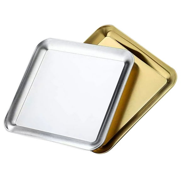 2 Pcs 304 Stainless Steel Square Plate Baking Pan Thickened 2pcs Serving Trays Aqurium for Home Camping Plates Pans Barbecue Banquet