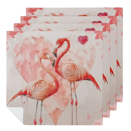 WYYP Flamingos Birds Watercolor Painting Polyester Reusable Napkins for Events Party Dinner Decoration 2 PCS