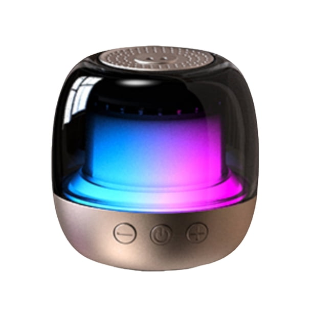 Bearachild Altavoz portátil ABS con 4 modos de iluminación opcionales y radio sensible incorporada. Reducción de ruido. Cables de audio/vídeo dorado