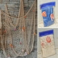 thumbnail image 1 of 2PCS Mediterranean Fishing Net Decoration, Fish Netting with Seashell Decor, Nautical Party Decorations, 1 of 6
