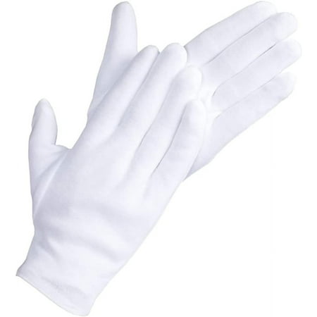 20 Pcs White Cotton Gloves| Cotton Gloves for Eczema| Cotton Gloves for Dry Hands| Moisturizing Gloves for Eczema| Inspection Gloves| Coin Handling and Jewelry Inspection Gloves|