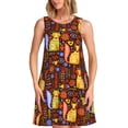 thumbnail image 1 of Easygdp colorful fox para Vestido Transpirable de Mujer, Vestido Suelto de Manga Corta con Pliegues y Bolsillos para el Verano, 1 of 7