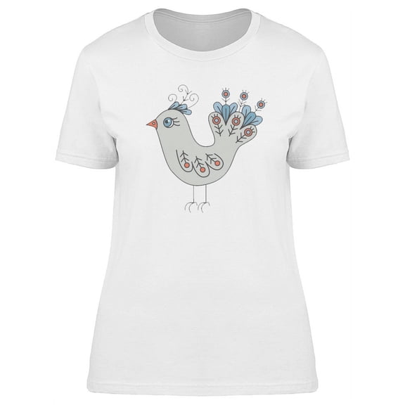 Cute Boho Bird Doodle T-Shirt Women -Image by Shutterstock, Female Medium