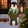 thumbnail image 2 of Light‑Up Christmas Penguin Resin Statue, Winter Penguin Figurine with Earmuffs Scarf and Mini Sled, LED Lighted Festive Sculpture for Indoor Porch Tabletop Holiday Home Decor, 2 of 7