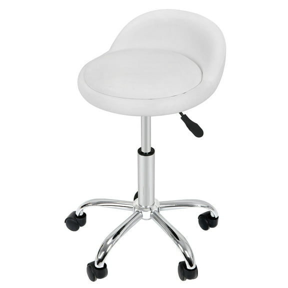 XYTREW White Adjustable Rolling Swivel Stool w/Wheels Tattoo Facial Massage Spa Salon