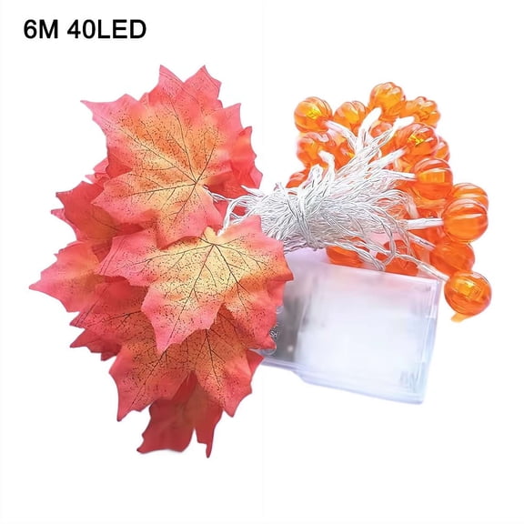 Fall Decorations Maple Leaf Pumpkin Lights, Battery Operated Pumpkin Fall Leaves Garland String Lights Halloween Thanksgiving Decor for Indoor Outdoor Home Mantel Porch