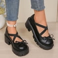 thumbnail image 7 of Bkhluea Women Cross Strap Bow Mary Jane Platform Shoes Comfortable Footwear For Office Casual Outdoor Daily Activities, 7 of 7