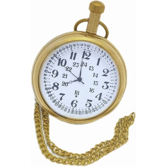 Vintage Numeral-White Classic Pocket Watch with Chain and Wooden Box - Timeless Elegance for Men and Women, Gift 46mm