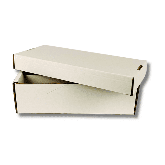 (10) Max Protection Shoe Box Card Storage - Durable 2 Row Toploader Card Storage Box - Made in USA with Premium Cardboard - Trading Card Organizer - Holds Toploaders for Safe Collection