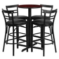thumbnail image 2 of Emma + Oliver 24RD Mahogany Table Set-X-Base-4 2Slat Back Stools,Black Seat, 2 of 2