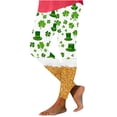 thumbnail image 4 of lcziwo St Patricks Day Leggings for Women Casual Stretchy High Waisted Yoga Pants Funny Shamrock Print Running Leggings Full Length Tight Trousers Gold XL, Fall Savings, 4 of 8