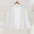 thumbnail image 4 of VSSSJ Women's Floral Lace Shrug Cardigan Long Sleeve Crochet Open Front Sheer Casual Dressy Elegant Cardigan Blouse Tops White S, 4 of 5