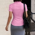 thumbnail image 5 of UDAUDU Women's Basic Button Down Shirt Short Sleeve Stretchy Business Collared Shirts Waitress Work Shirt Pink 2XL, 5 of 7