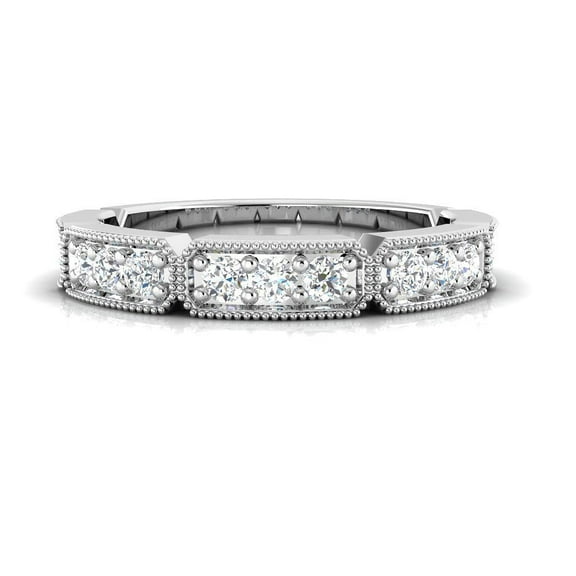 TimeLe$$ Classics Jewelry for Women - 10K White Gold Wedding Band with Natural Diamonds, Ring Size-4.5