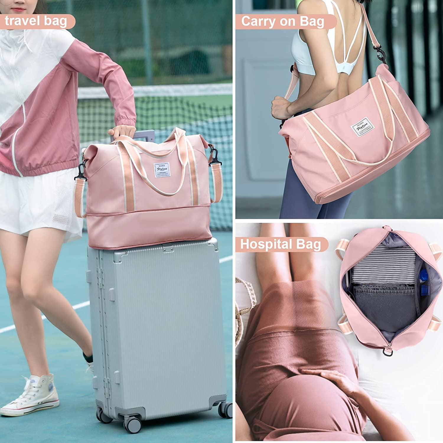 1pc Multifunctional Folding Travel Bag, Shoulder Bag, Luggage Bag, Large  Capacity Portable Travel Storage Bag With Trolley Sleeve | SHEIN