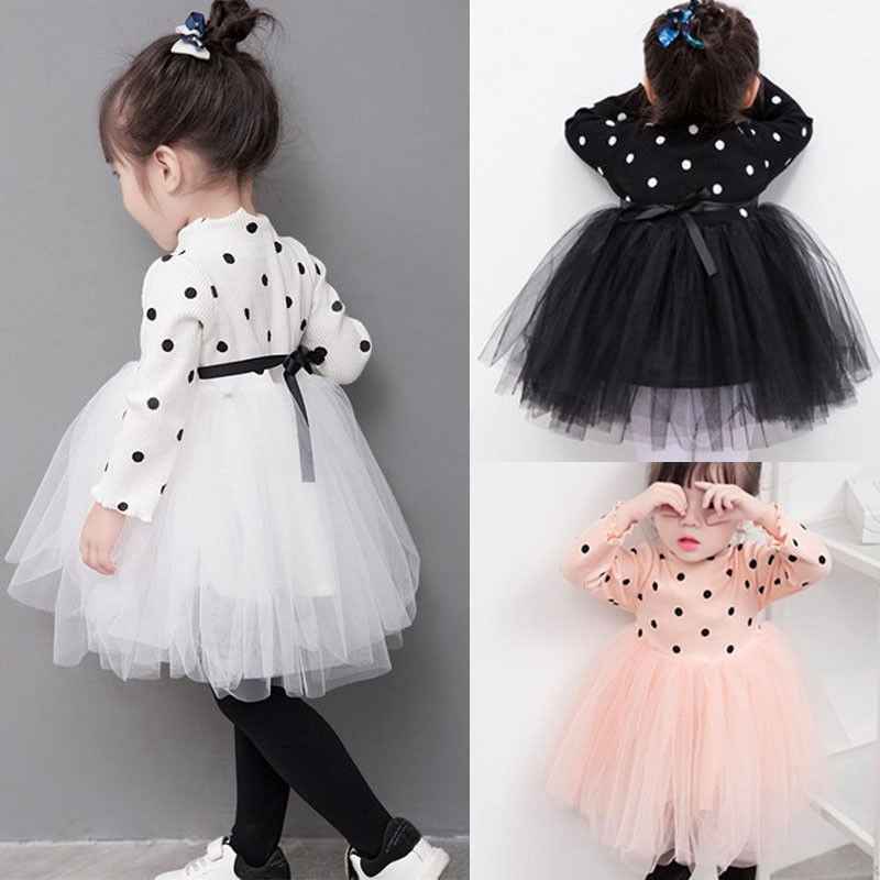 Toddler Kids Baby Girls Party Long Sleeve Ball Gown Princess Tutu Dress Clothes 