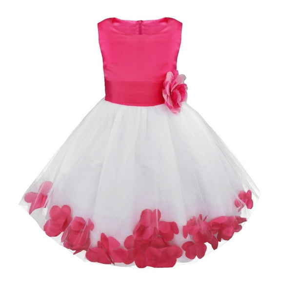 MSemis Kids Wedding Party Bowknot Petals Flower Girl Dress Rose 3