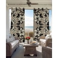 thumbnail image 6 of Black Floral Blackout Curtains for Bedroom Living Room Darkening Curtains 63 Inches Long Vintage Khaki Floral Retrp Plant Leaf Window Curtain 2 Panels Set Window Treatment Grommet Drapes 52"x63", 6 of 9