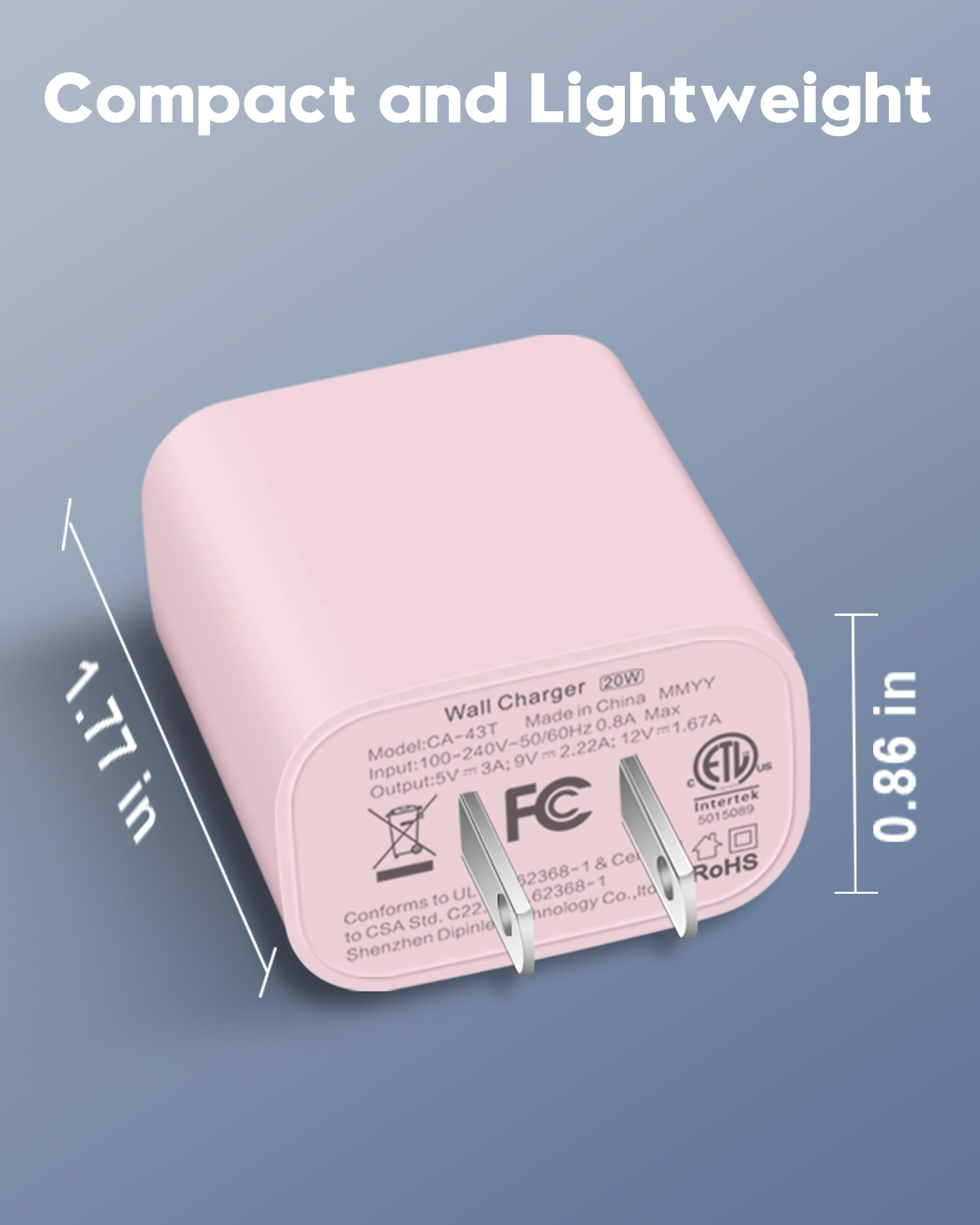 LujingZ 20W Fast Charging USB C Wall Charger, 2 - Pack with 6FT USB C Cable, Compatible for iPhone 17/16/15 Series, iPad Pro 13/12.9/11 inch, AirPods