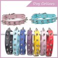 thumbnail image 2 of Leather Dog Cat Collar Spiked Studded Puppy Pet Necklace For Small Medium Large Dogs Cats, 2 of 5