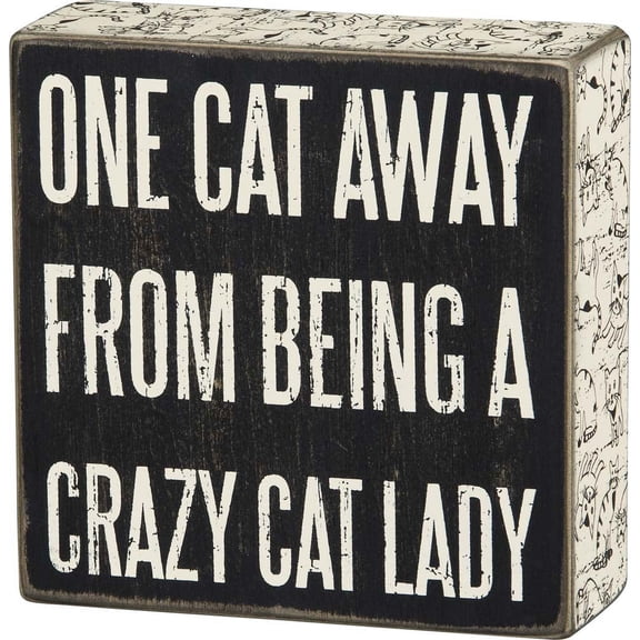 Primitives One Cat Away Box Sign