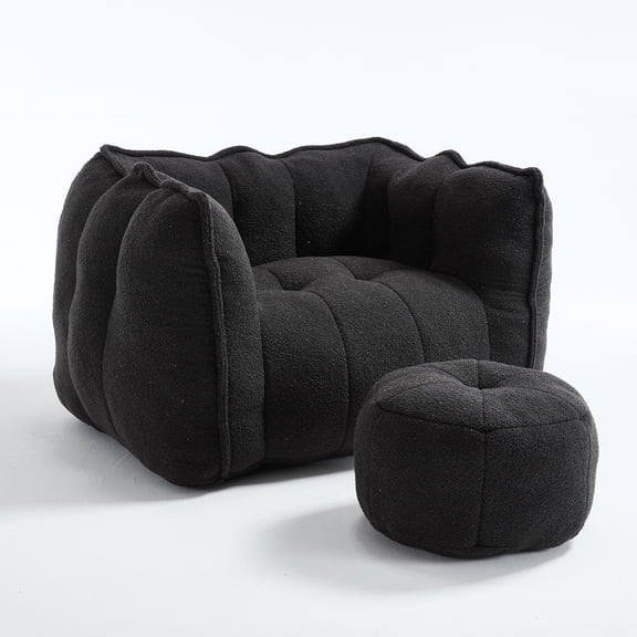 MEIGUGAO Adult Solid Print Oversized Bean Bag Chair, Black