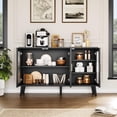 thumbnail image 3 of Buffet Cabinet with Storage, Sideboard Buffet Table with 3 Fluted Glass Doors, 48" Large Modern Sideboard Kitchen Cabinet, Wood Coffee Bar for Kitchen, 3 of 9