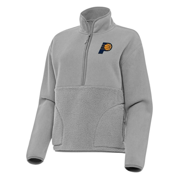 Women's Antigua Gray Indiana Pacers Figure Half-Zip Pullover Sweatshirt