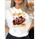 thumbnail image 1 of Camisetas con estampado para mujer, camisetas de manga corta de verano 2025, blusas casuales con cuello redondo para adolescentes1pc Women'S Casual Crew Neck T-Shirt with Happy Thanksgiving Turkey, 1 of 6