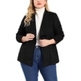 thumbnail image 1 of Women's Plus Size Jacket Drop Shoulder Moto Stretch Long Sleeves Drape Suede Cardigans Black 4X, 1 of 7